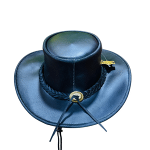 The Enforcer: Black Leather Cattleman Cowboy Hat