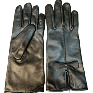 Black Elegance Driving Gloves Extended Wrist with Bow Detail