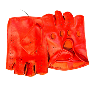 Bold Vivid Orange Perforated Fingerless Motorist Gloves