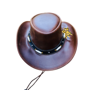 Classic Brown Genuine Leather Western Hat