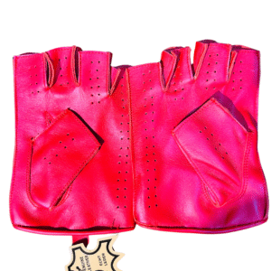 Bold Neon Pink Perforated Fingerless Motorist Gloves