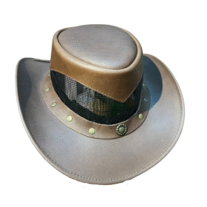 Dusty Trail Gray Leather Western Hat with Vented Crown