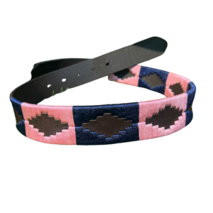 Bold Blue and Orange Gaucho Style Embroidered Leather Belt