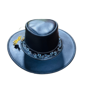 Authentic Leather Western Hat Black Embroidered Style