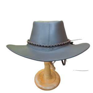Rugged Frontier Dark Gray Leather Western Hat