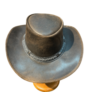 Rugged Dark Brown Distressed Leather Western Hat