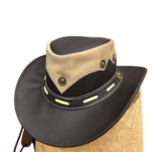 Classic Trail Dark Leather Hat with Suede Accent