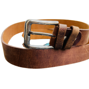 Authentic Leather Belt Brown Rustic Style