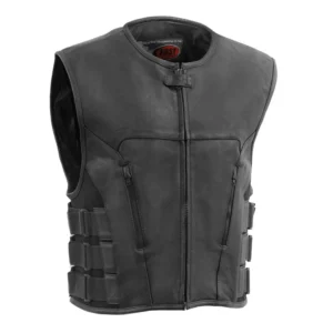 Commando Men’s Motorcycle SWAT Style Leather Vest – Naked Cowhide