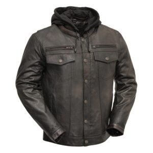 First Manufacturing Vendetta Leather Jacket with Removable Hoodie