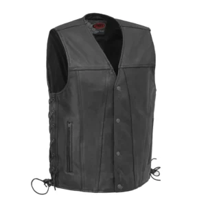 Gambler Men’s Motorcycle Leather Vest – Western Club Style