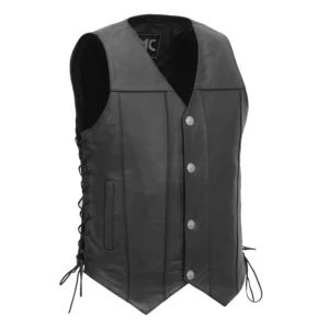 Gun Slinger Men’s Motorcycle Leather Vest – Western Style