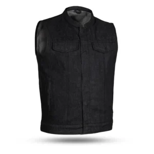 Kershaw Men’s Motorcycle Denim Vest – Black Club Style