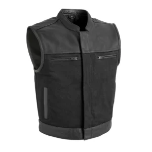 Lowrider Men’s Motorcycle Leather & Twill Vest