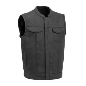 Sharp Shooter Men’s Motorcycle Leather Vest – Classic Club Style